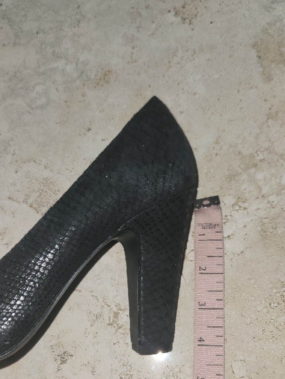 Anne Klein Black Pointed-Toe Snake-Texture Pumps - Picture 7 of 9